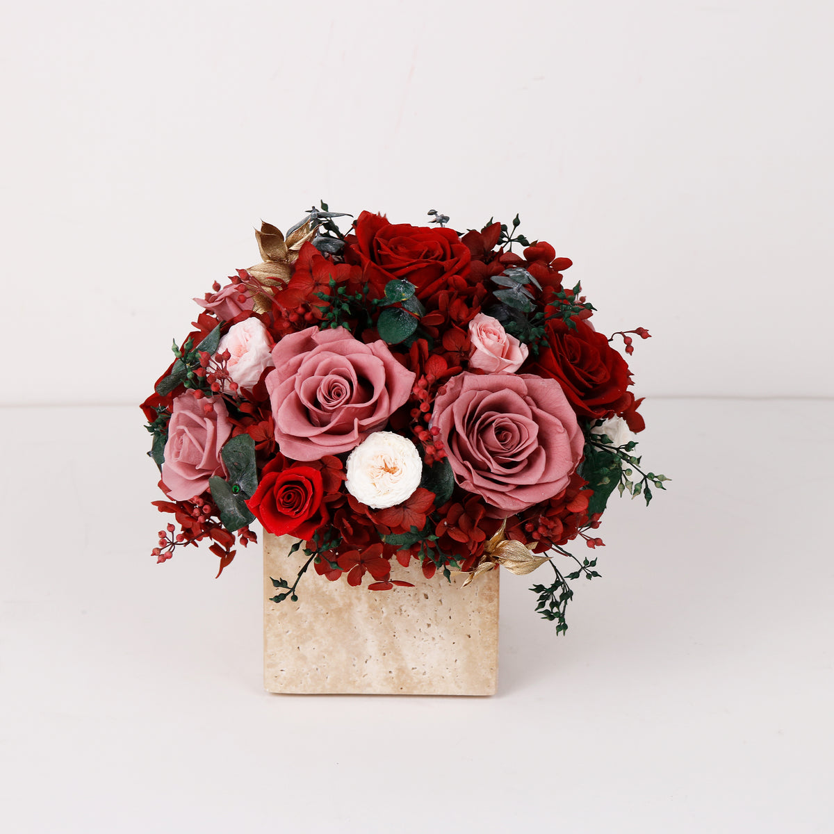 Square Travertine Vase Luxury Collection